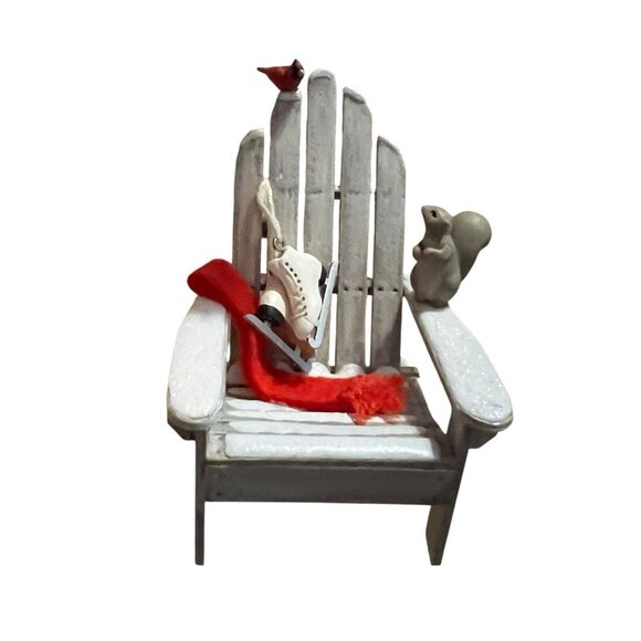 Hallmark Ornament A Winter Perch NEW 2006 Garden Chair Squirrel Cardinal Skates - Picture 13 of 15